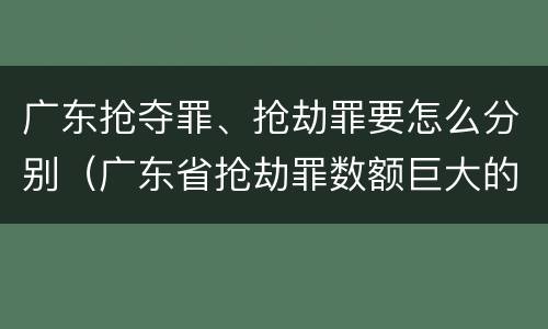 广东抢夺罪、抢劫罪要怎么分别（广东省抢劫罪数额巨大的标准）