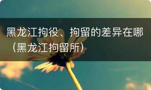 黑龙江拘役、拘留的差异在哪（黑龙江拘留所）