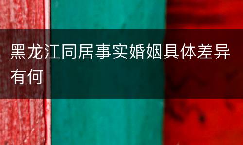 黑龙江同居事实婚姻具体差异有何