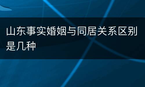 山东事实婚姻与同居关系区别是几种