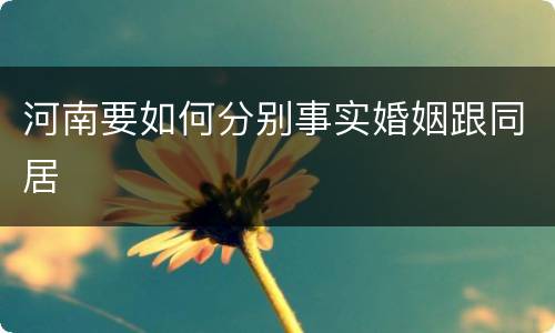 河南要如何分别事实婚姻跟同居