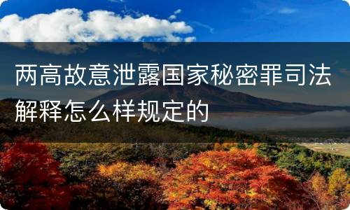 两高故意泄露国家秘密罪司法解释怎么样规定的