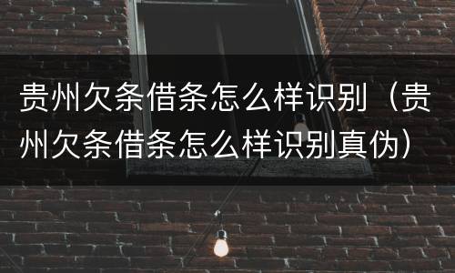 贵州欠条借条怎么样识别（贵州欠条借条怎么样识别真伪）