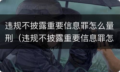 违规不披露重要信息罪怎么量刑（违规不披露重要信息罪怎么量刑的）