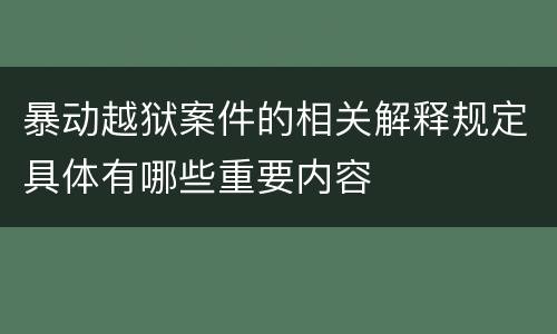 暴动越狱案件的相关解释规定具体有哪些重要内容