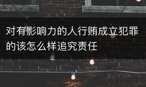 对有影响力的人行贿成立犯罪的该怎么样追究责任