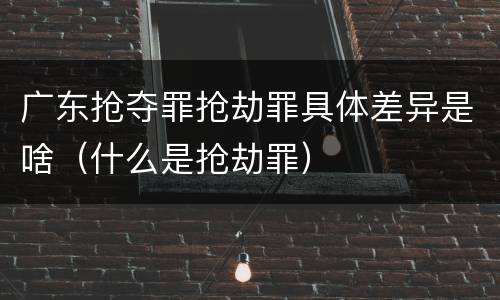 广东抢夺罪抢劫罪具体差异是啥（什么是抢劫罪）