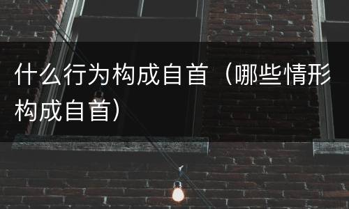 什么行为构成自首（哪些情形构成自首）
