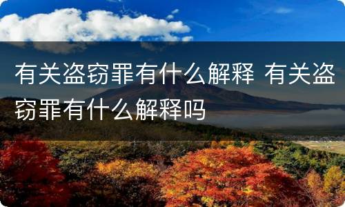 有关盗窃罪有什么解释 有关盗窃罪有什么解释吗