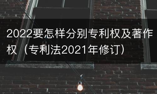 2022要怎样分别专利权及著作权（专利法2021年修订）