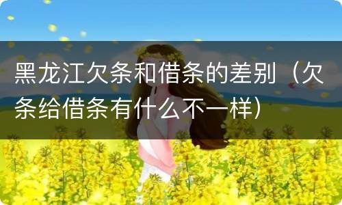 黑龙江欠条和借条的差别（欠条给借条有什么不一样）