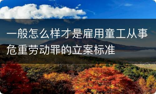 一般怎么样才是雇用童工从事危重劳动罪的立案标准