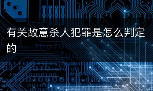 有关故意杀人犯罪是怎么判定的