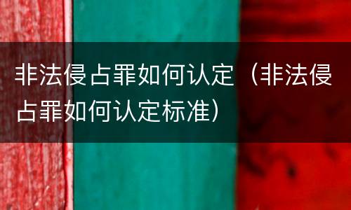 非法侵占罪如何认定（非法侵占罪如何认定标准）