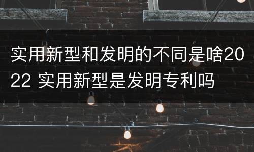 实用新型和发明的不同是啥2022 实用新型是发明专利吗