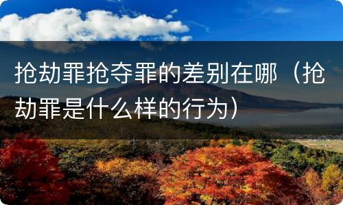 抢劫罪抢夺罪的差别在哪（抢劫罪是什么样的行为）