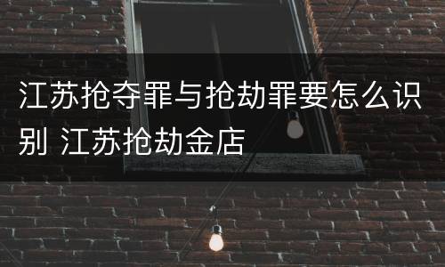 江苏抢夺罪与抢劫罪要怎么识别 江苏抢劫金店