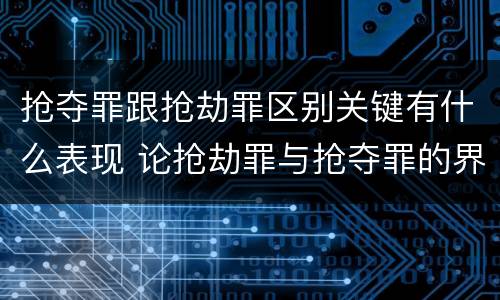 抢夺罪跟抢劫罪区别关键有什么表现 论抢劫罪与抢夺罪的界限