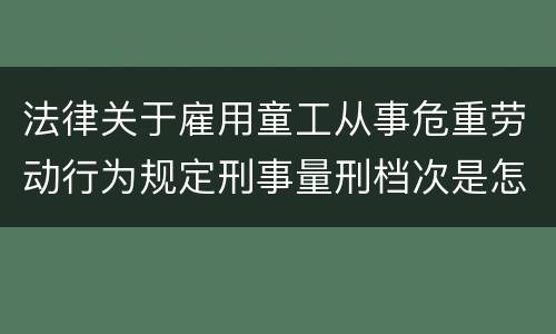 法律关于雇用童工从事危重劳动行为规定刑事量刑档次是怎样