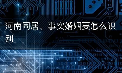 河南同居、事实婚姻要怎么识别