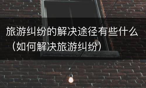 旅游纠纷的解决途径有些什么（如何解决旅游纠纷）