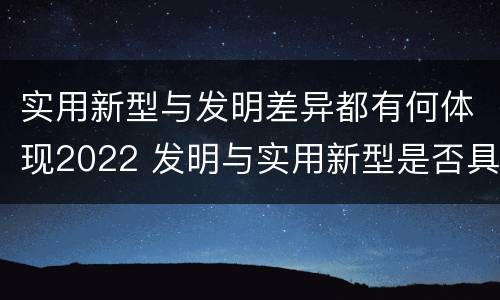 实用新型与发明差异都有何体现2022 发明与实用新型是否具有实用性