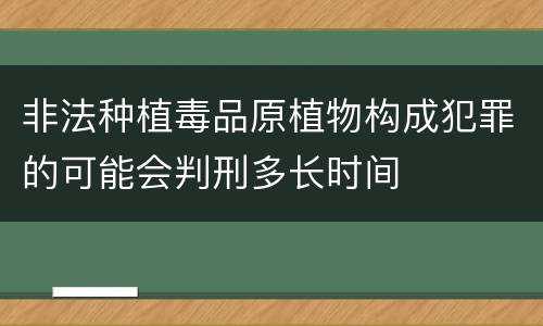 非法种植毒品原植物构成犯罪的可能会判刑多长时间