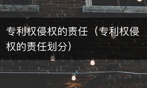 专利权侵权的责任（专利权侵权的责任划分）