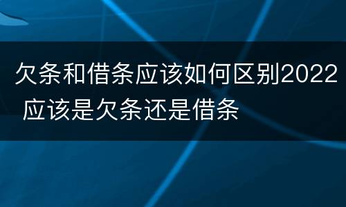 欠条和借条应该如何区别2022 应该是欠条还是借条