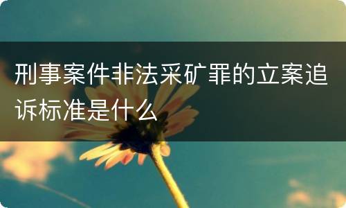 刑事案件非法采矿罪的立案追诉标准是什么