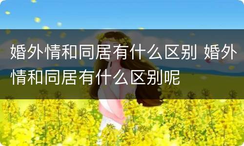 婚外情和同居有什么区别 婚外情和同居有什么区别呢