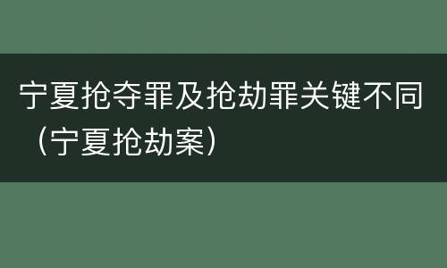 宁夏抢夺罪及抢劫罪关键不同（宁夏抢劫案）