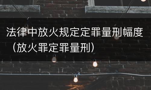 法律中放火规定定罪量刑幅度（放火罪定罪量刑）