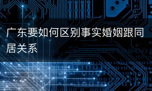 广东要如何区别事实婚姻跟同居关系