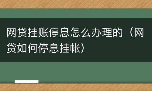 网贷挂账停息怎么办理的（网贷如何停息挂帐）