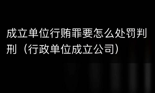 成立单位行贿罪要怎么处罚判刑（行政单位成立公司）
