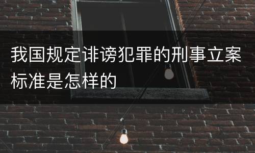 我国规定诽谤犯罪的刑事立案标准是怎样的