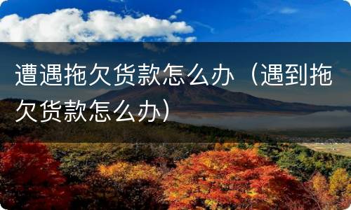 遭遇拖欠货款怎么办（遇到拖欠货款怎么办）