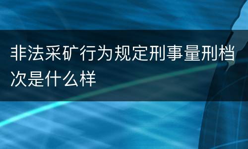非法采矿行为规定刑事量刑档次是什么样