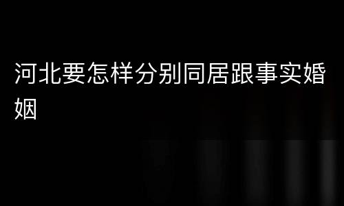 河北要怎样分别同居跟事实婚姻