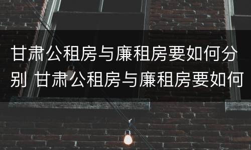 甘肃公租房与廉租房要如何分别 甘肃公租房与廉租房要如何分别认定