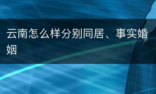 云南怎么样分别同居、事实婚姻
