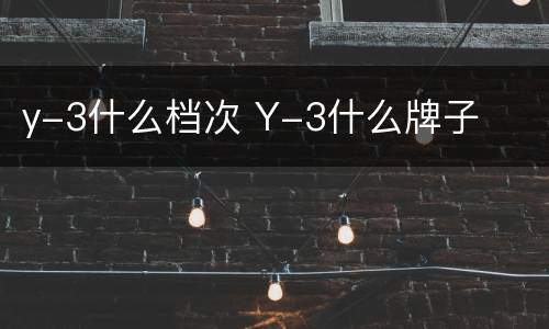 y-3什么档次 Y-3什么牌子
