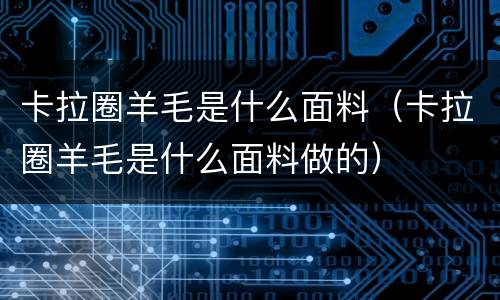 卡拉圈羊毛是什么面料（卡拉圈羊毛是什么面料做的）
