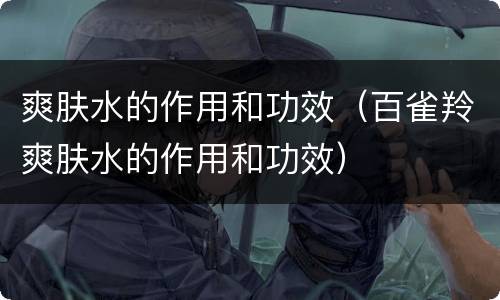 爽肤水的作用和功效（百雀羚爽肤水的作用和功效）