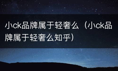 小ck品牌属于轻奢么（小ck品牌属于轻奢么知乎）