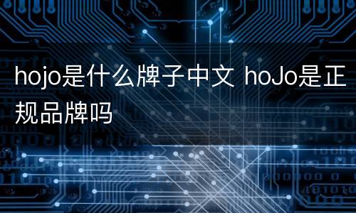 hojo是什么牌子中文 hoJo是正规品牌吗