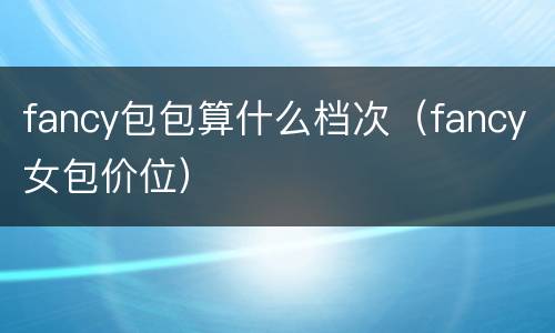 fancy包包算什么档次（fancy女包价位）