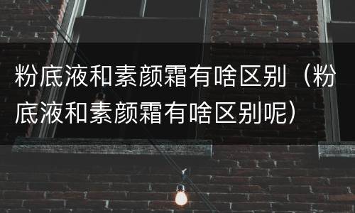 粉底液和素颜霜有啥区别（粉底液和素颜霜有啥区别呢）