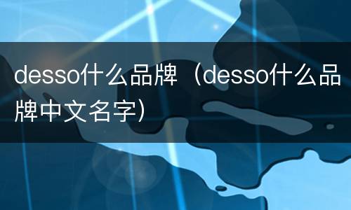desso什么品牌（desso什么品牌中文名字）